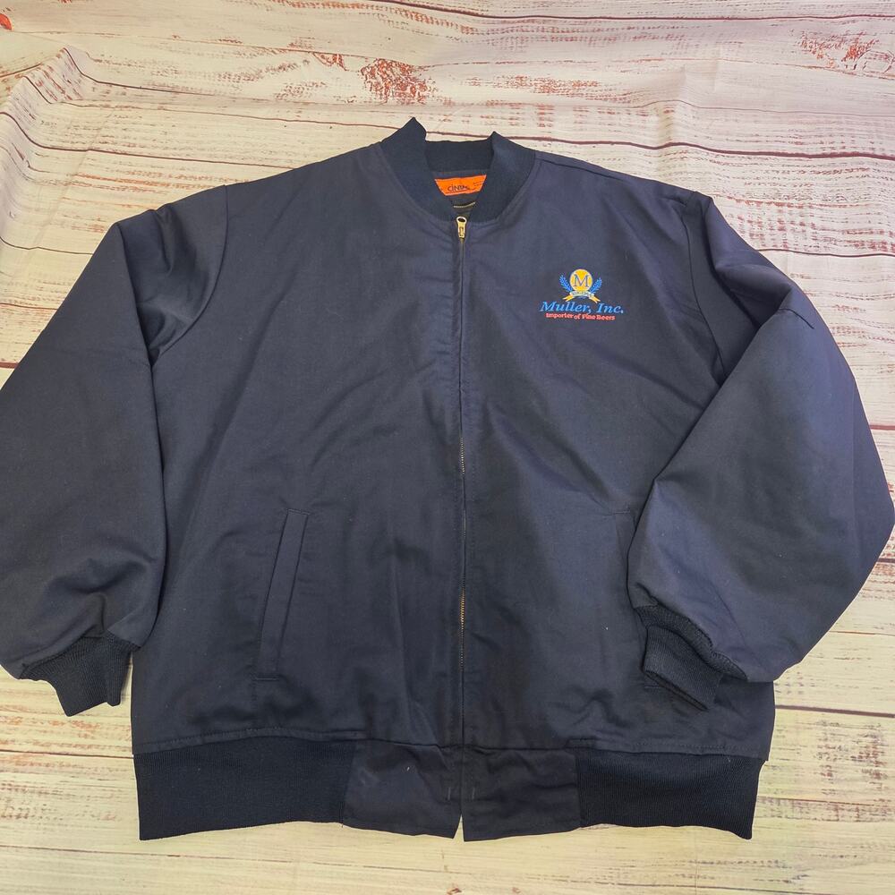 Cintas Blue Bomber Jacket Miller Inc. Embroidered Logo Quilted Lined 2XL